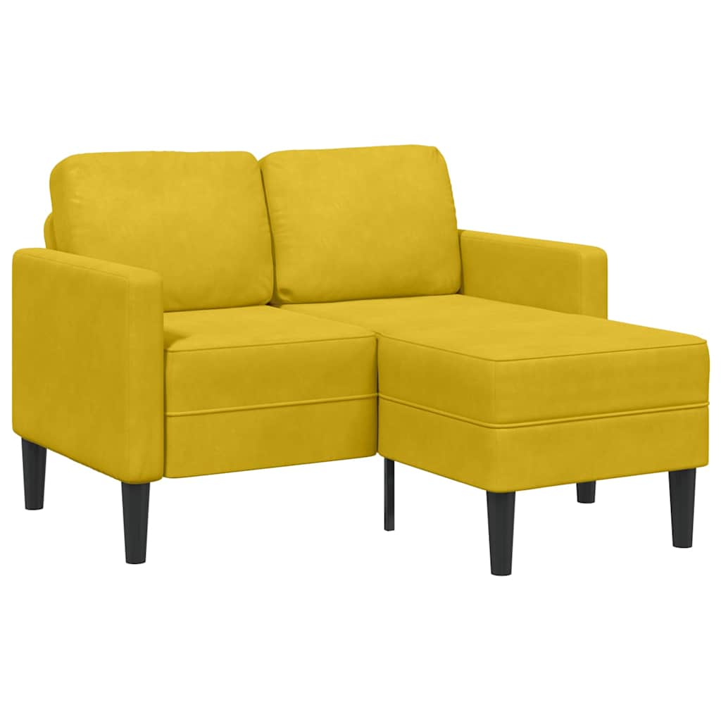 2-Sitzer-Sofa mit Chaiselongue L-Form Blau 125 cm Samt