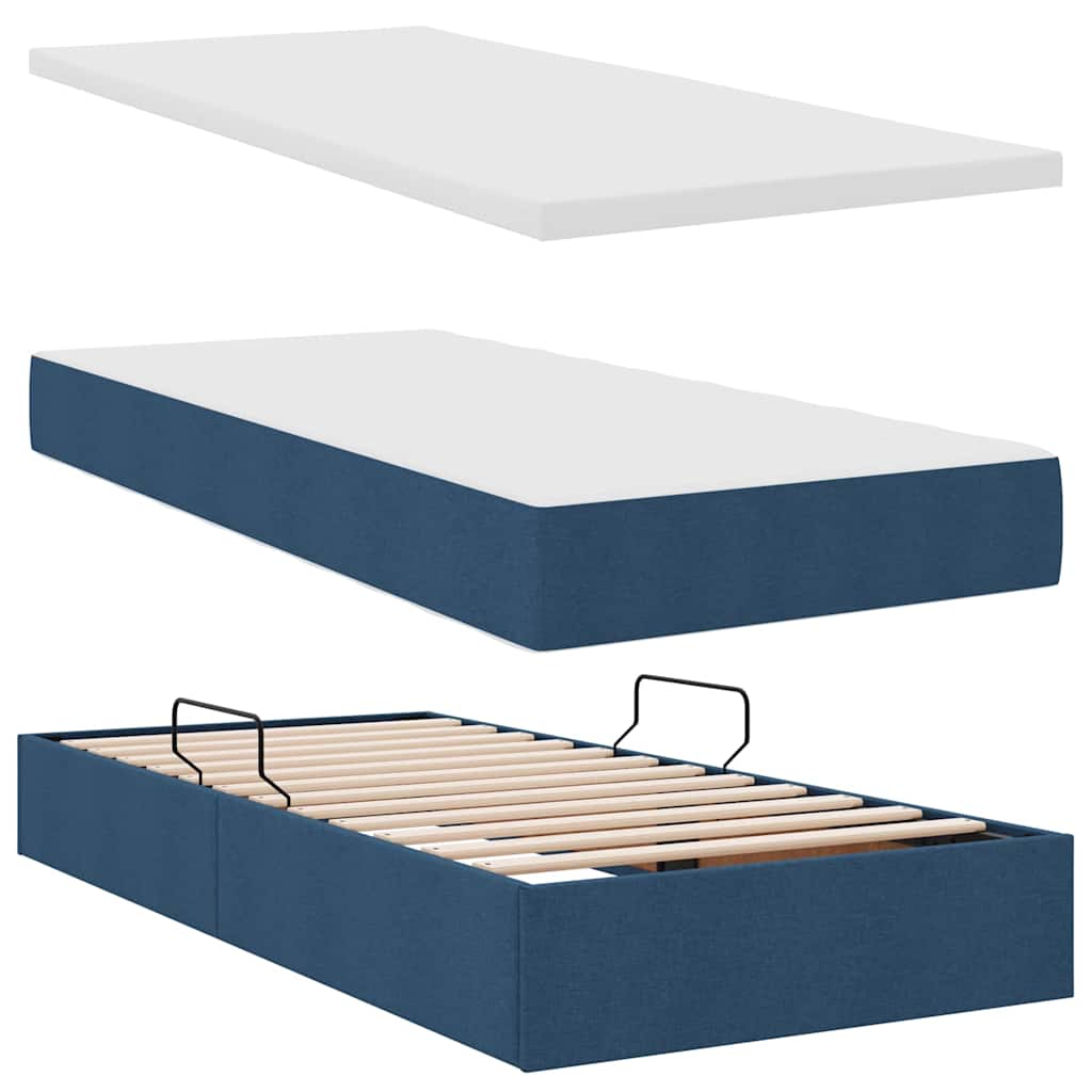 Aufbewahrungsbett mit Matratze Hellgrau 90 x 190 cm Polyester