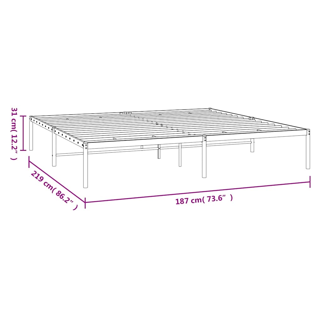 Bettgestell Metall Schwarz 75x190 cm