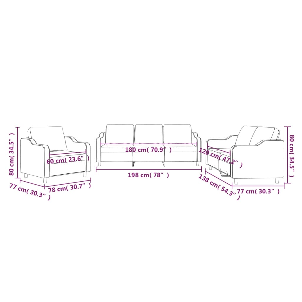4-tlg. Sofagarnitur mit Kissen Braun Stoff