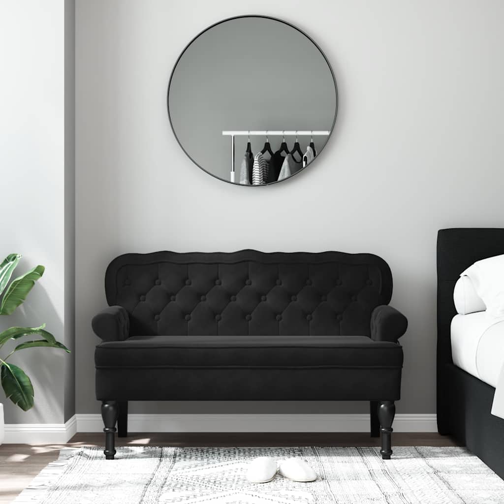 Sitzbank mit Rückenlehne Dunkelgrau 119,5x64,5x75 cm Samt