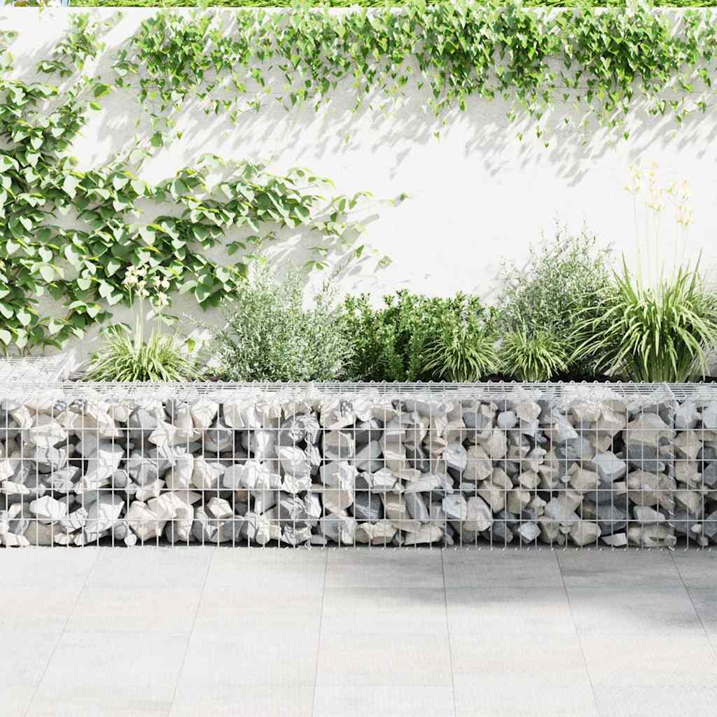 Gabionenwand mit Abdeckung Verzinkter Stahl 20×20×100 cm