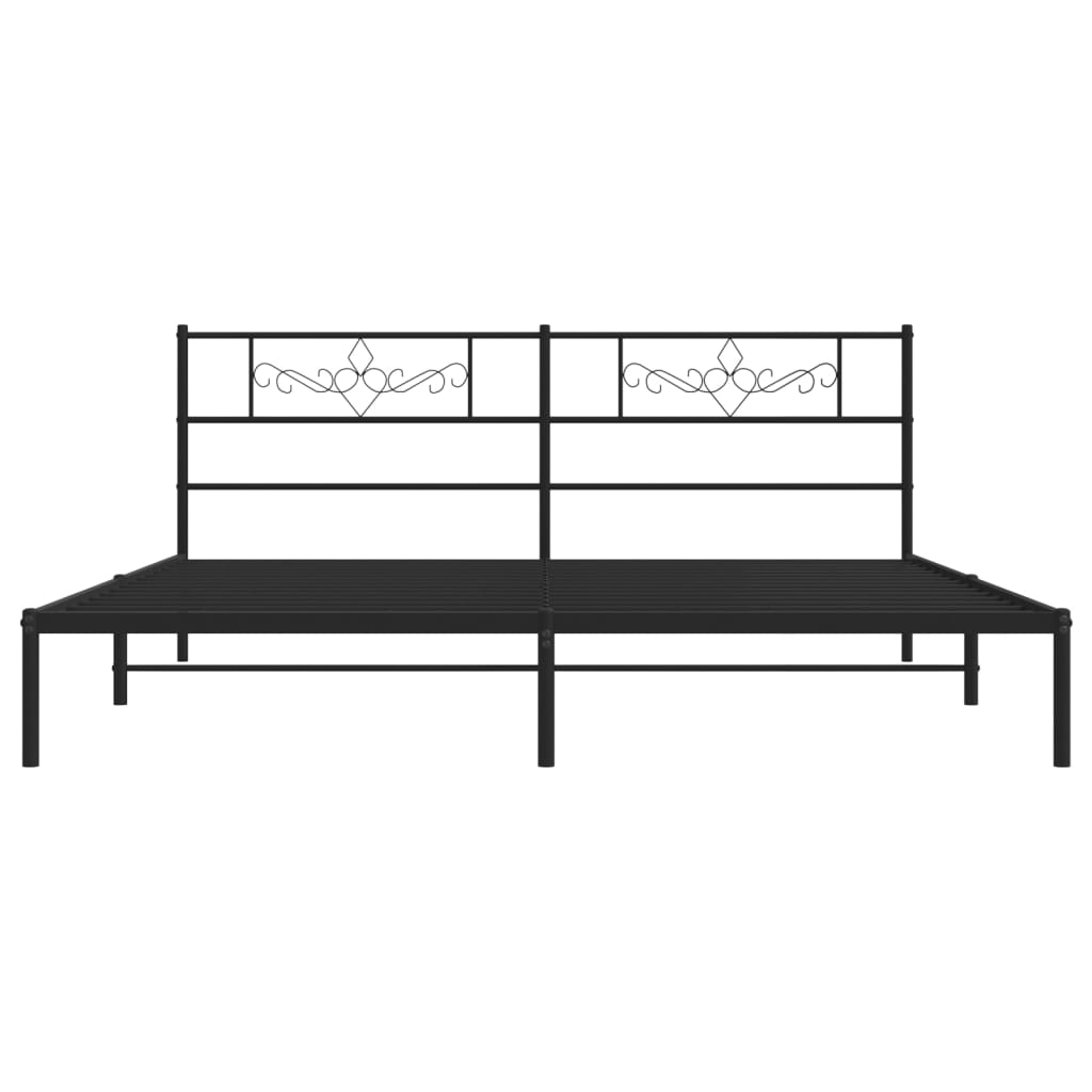 Bettgestell mit Kopfteil Metall Schwarz 100x190 cm