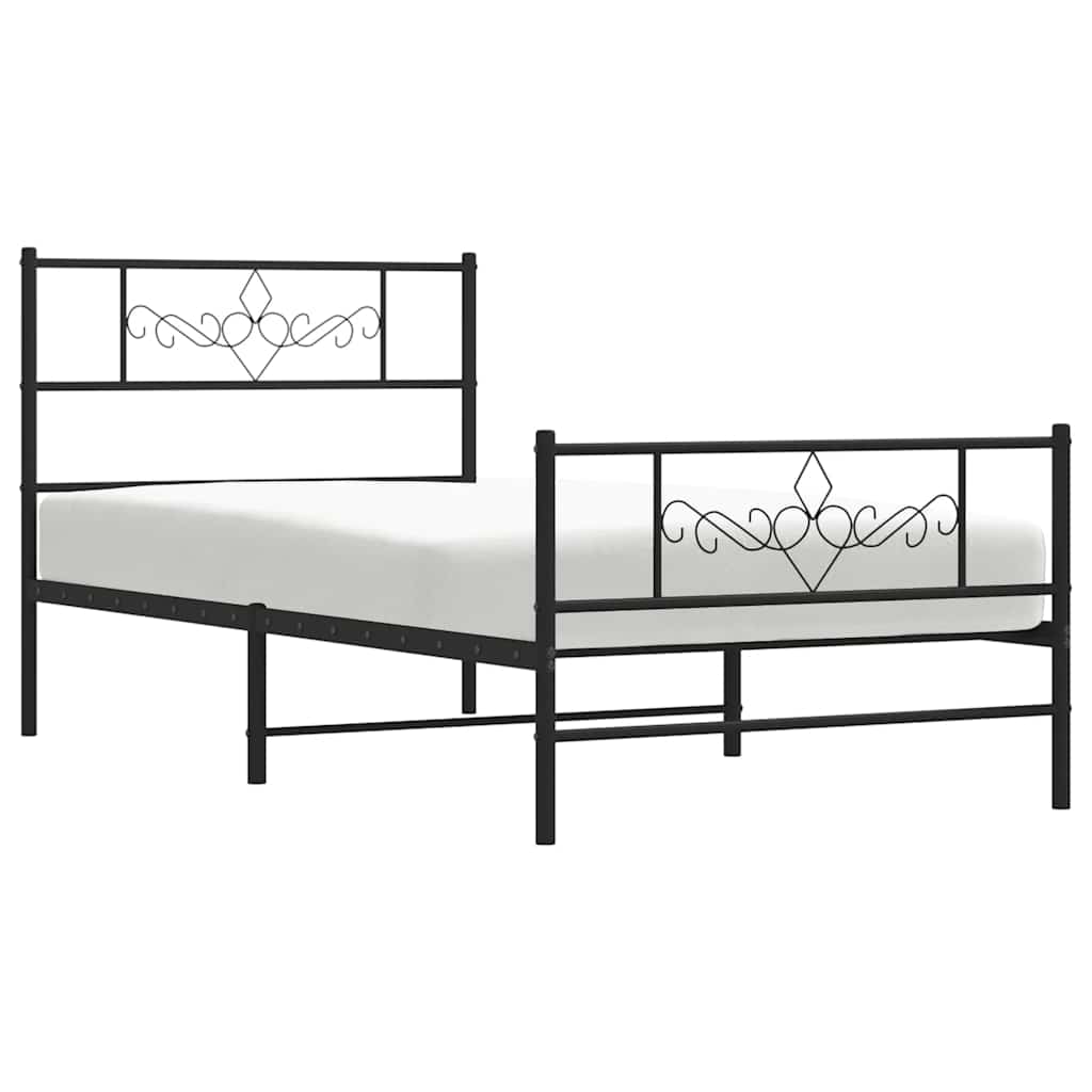 Bettgestell mit Kopfteil Metall Schwarz 100x190 cm