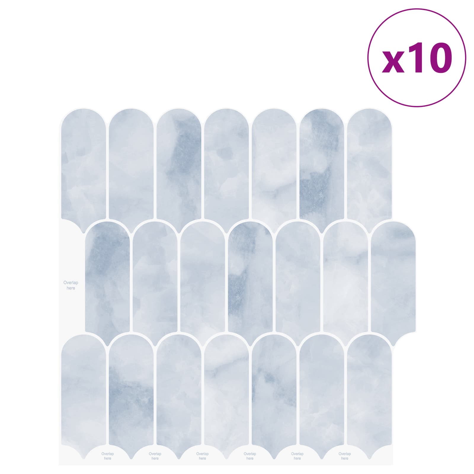 Federfliese 10 pcs Grau Marmor 30 x 30 cm Polyurethan und PET