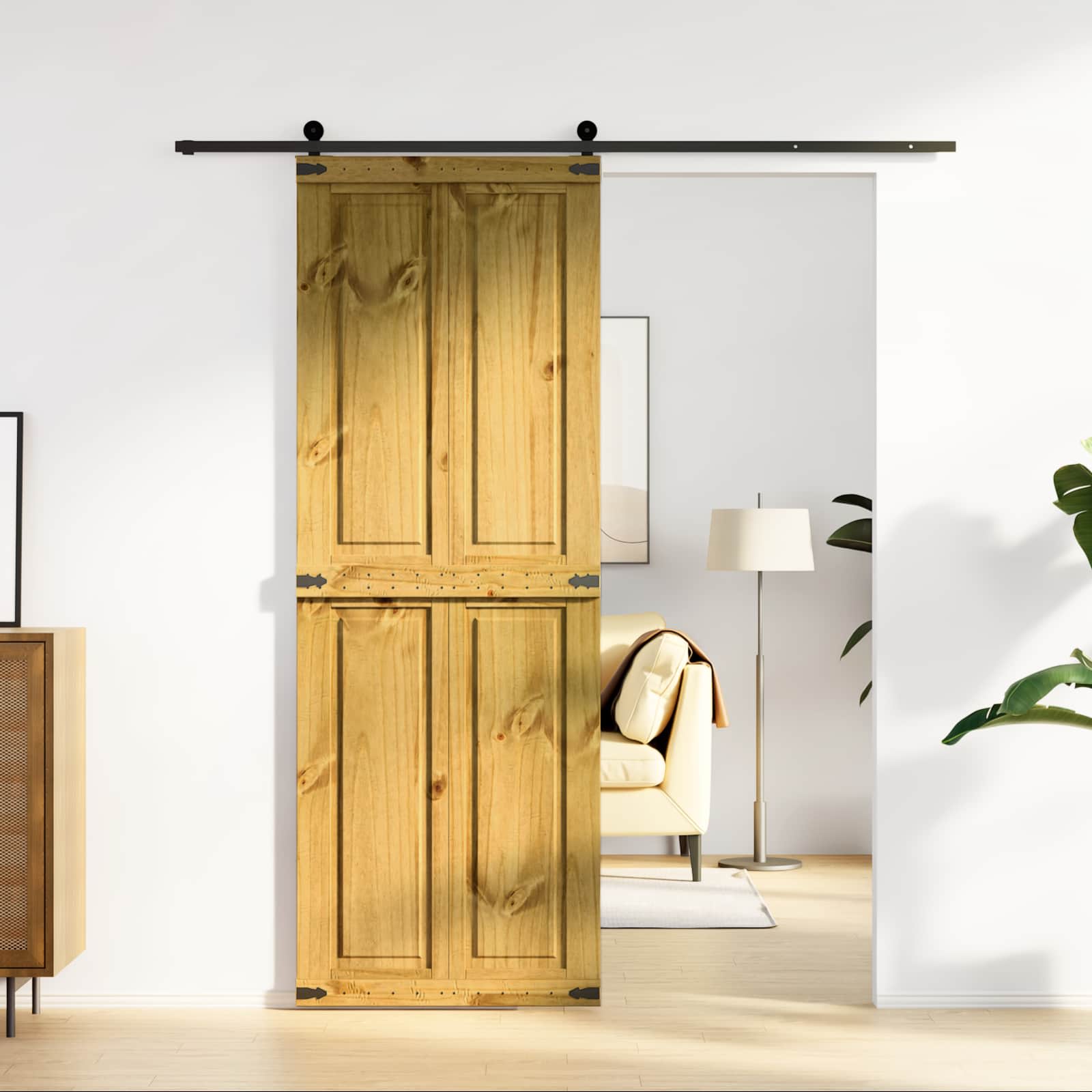 Scheunentür Corona Weiß 70 x 210 cm Massives Kiefernholz