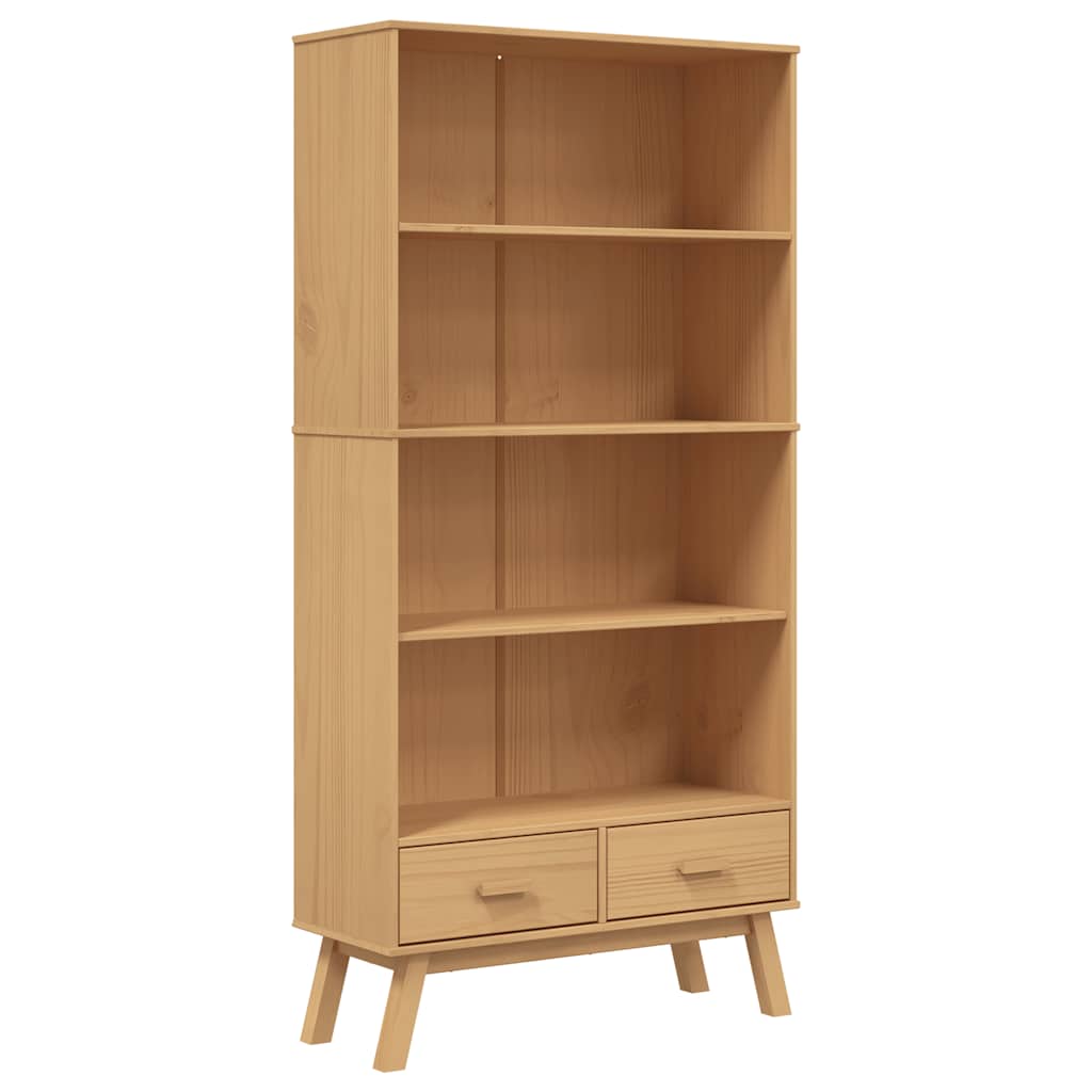 Bücherregal OLDEN 4 Fächer Braun Massivholz Kiefer