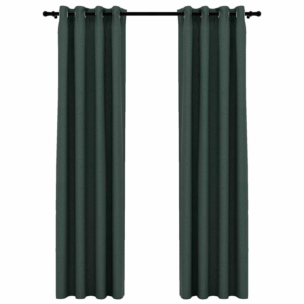Verdunkelungsvorhänge Ösen Leinenoptik 2 Stk. Schwarz 140x175cm