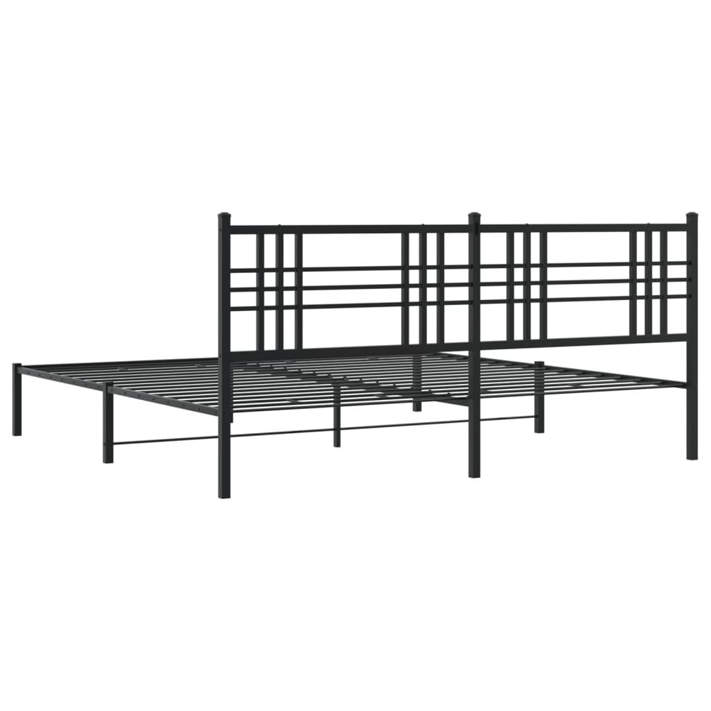 Bettgestell mit Kopf- und Fußteil Metall Schwarz 90x200 cm