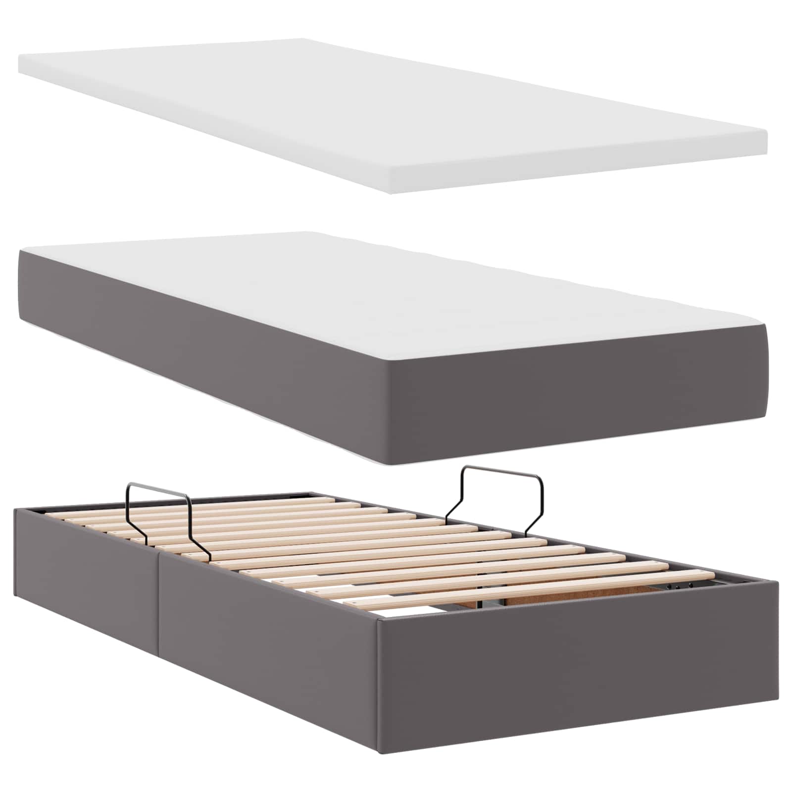 Bett mit Stauraum und LED Schwarz 180 x 200 cm Kunstleder