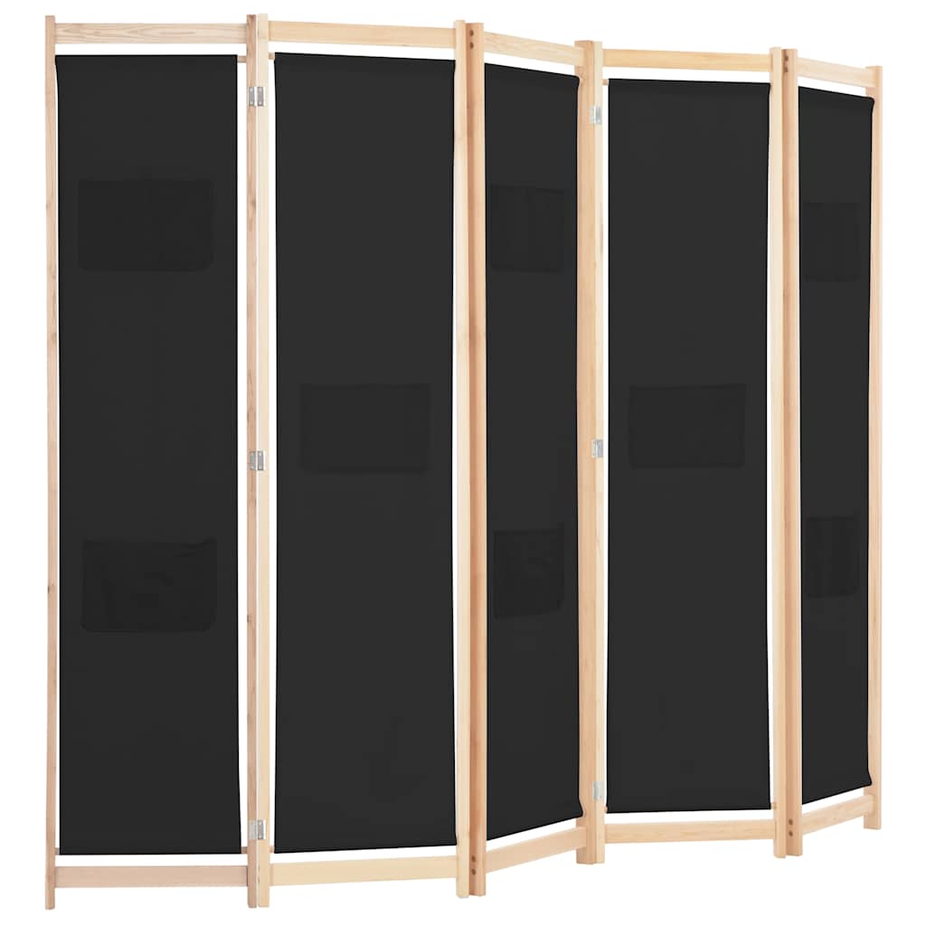 5-teiliger Raumteiler Creme 200 x 170 x 4 cm Stoff