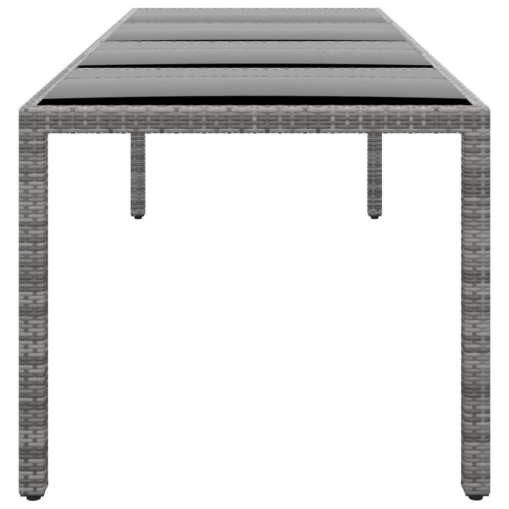Gartentisch 250x100x75 cm Hartglas und Poly Rattan Schwarz