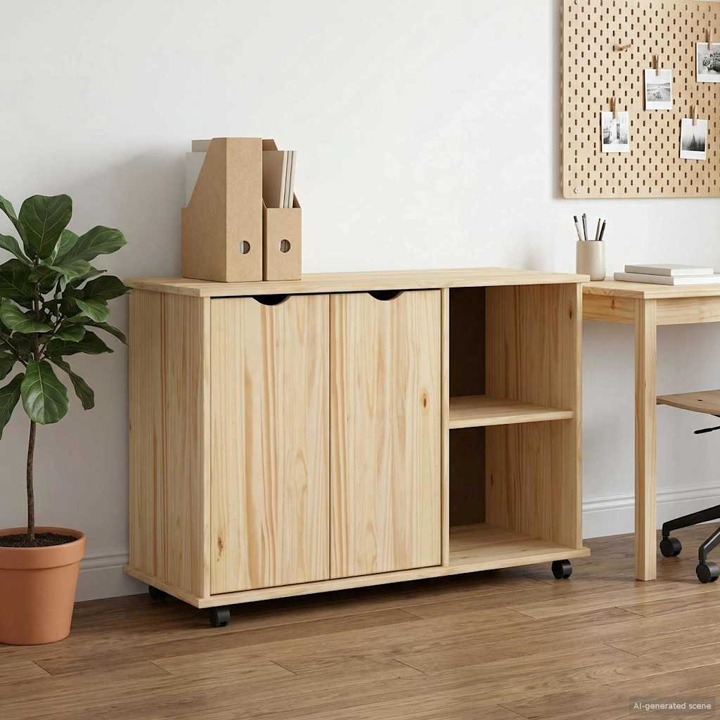 Rollschrank Honigbraun 100 x 39 x 65,5 cm Massivholz Kiefer