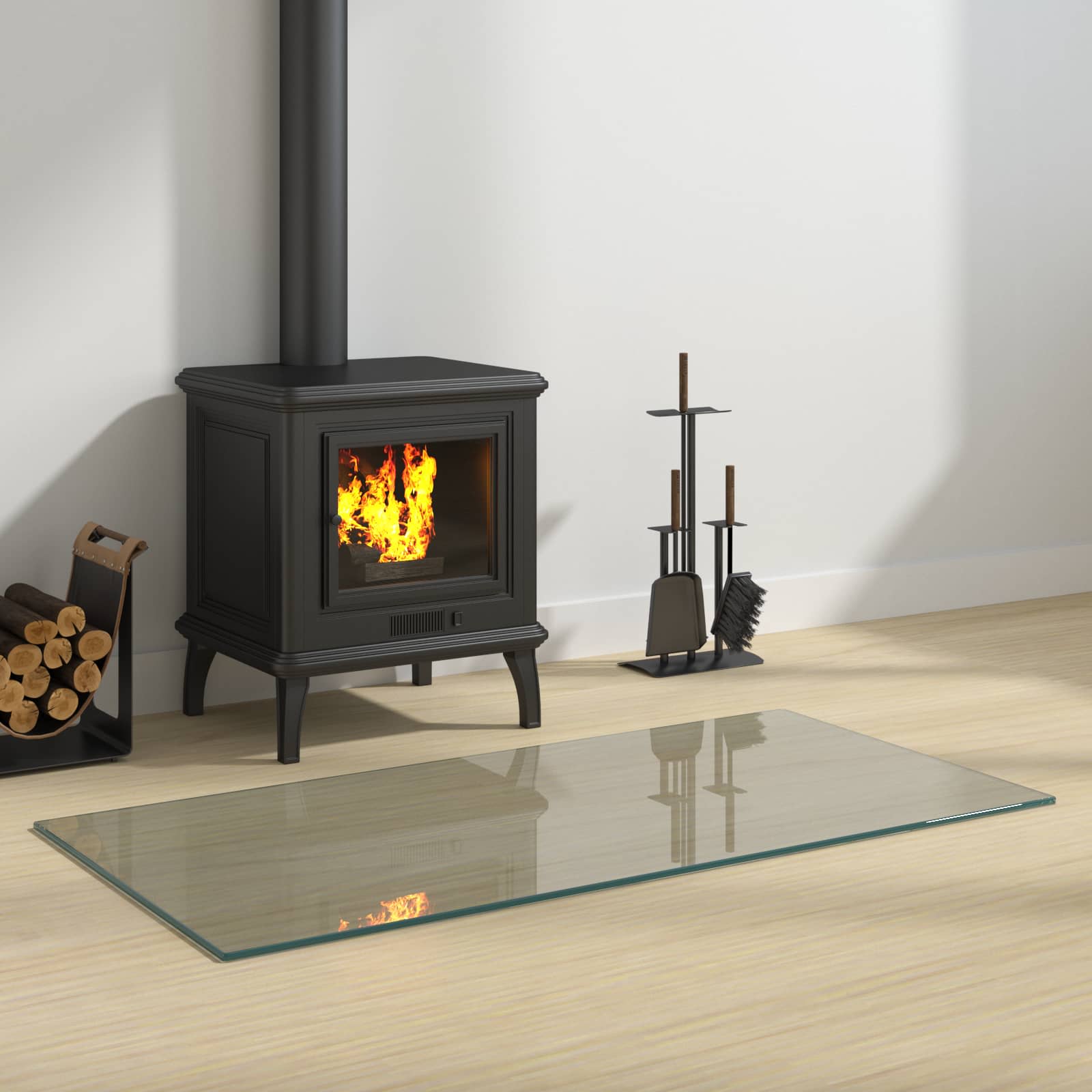 Feuerstelle Glasplatte Transparent 80 x 50 cm Glas