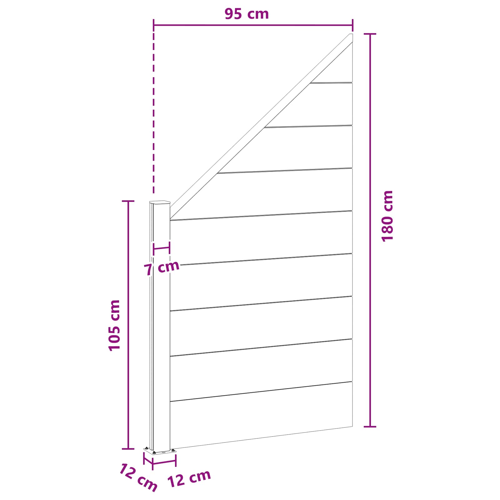 Zaunelement WPC 180x186 cm Schwarz