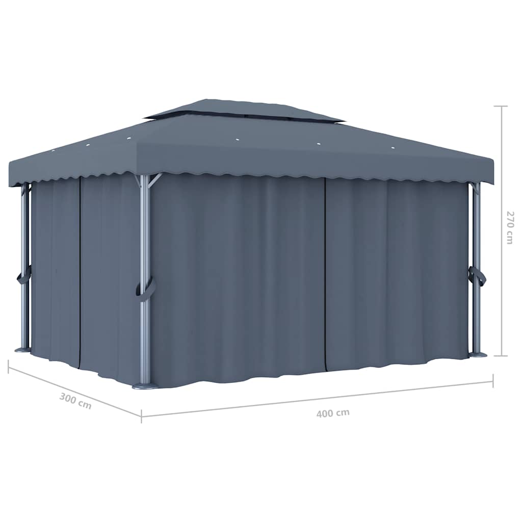 Pavillon mit Vorhang 4x3 m Cremeweiß Aluminium