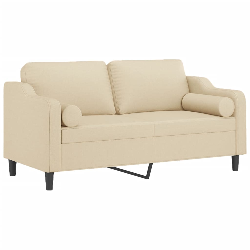 2-Sitzer-Sofa mit Zierkissen Braun 120 cm Stoff