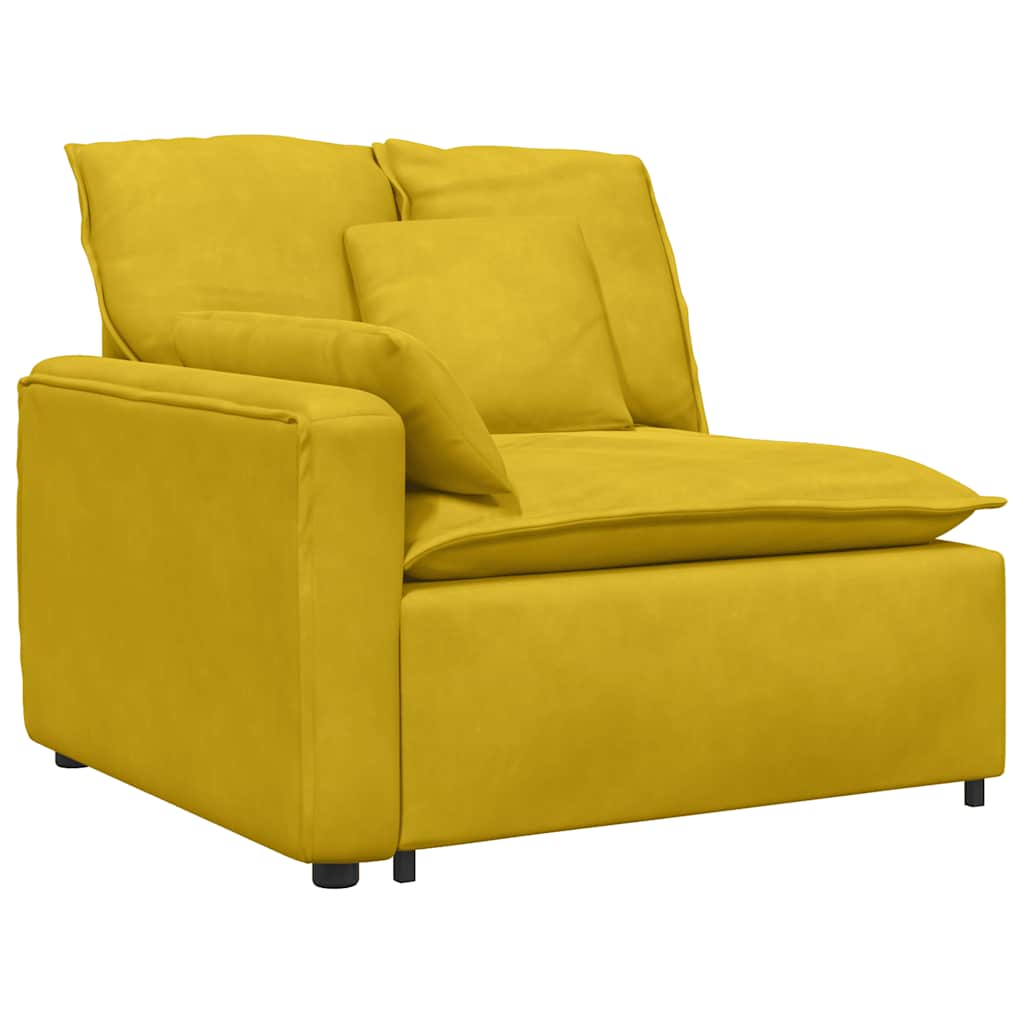 Modulares Sofa Endmodul mit Armlehne Kissen Blau 100 cm