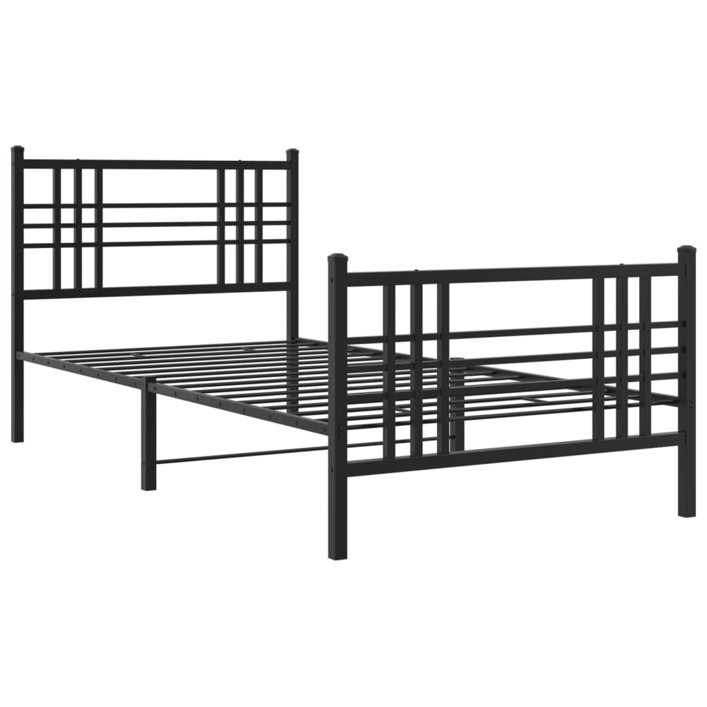 Bettgestell mit Kopf- und Fußteil Metall Schwarz 90x200 cm