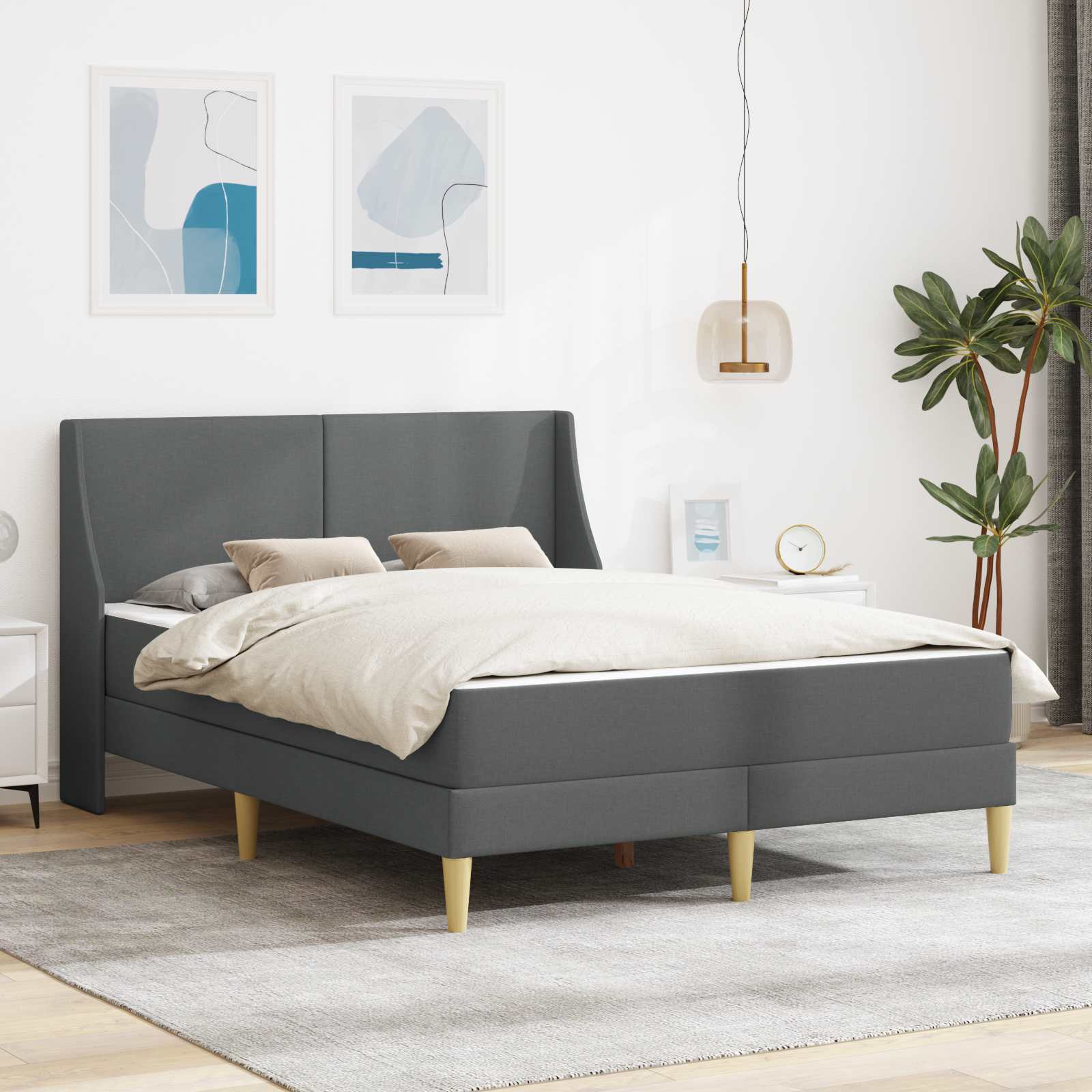 Bettgestell mit Matratze Hellgrau 80x 200 cm Polyester