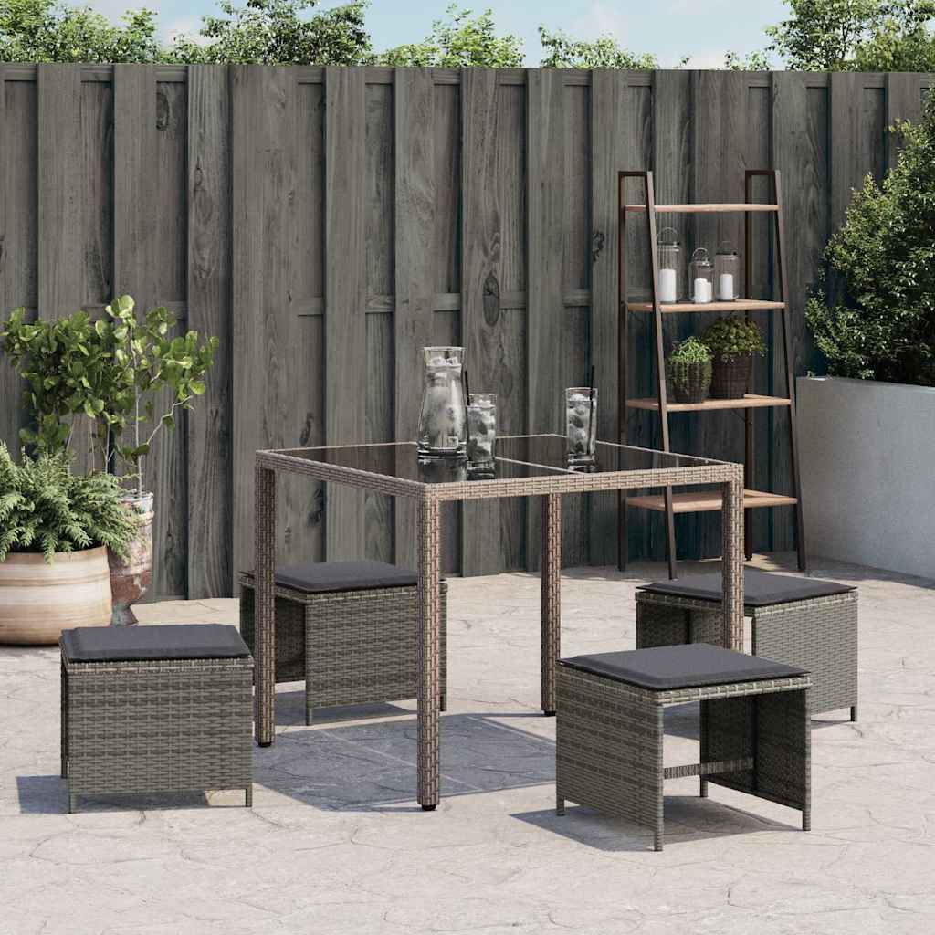 Gartenhocker mit Kissen 4 Stk. Schwarz 41x41x36 cm Poly Rattan