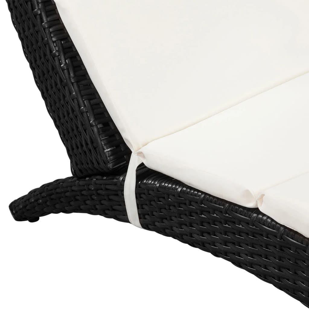 Klappbare Sonnenliege mit Auflage Poly Rattan Braun