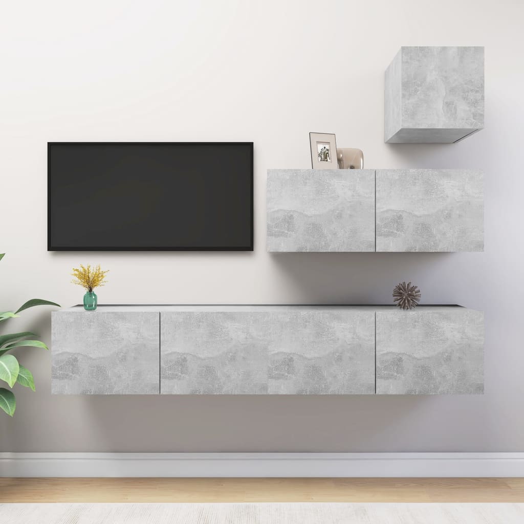4-tlg. TV-Schrank-Set Weiß Holzwerkstoff