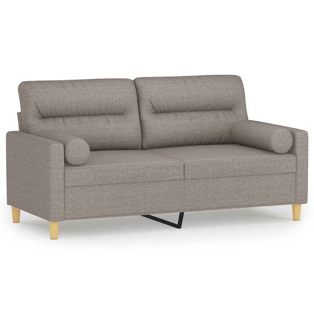 2-Sitzer-Sofa mit Zierkissen Braun 120 cm Stoff