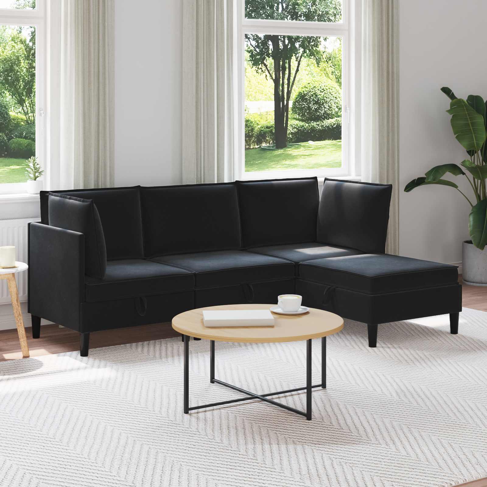 Wohnzimmergarnitur mit Kissen mit Speicher 3 pcs Hellgrau Samt