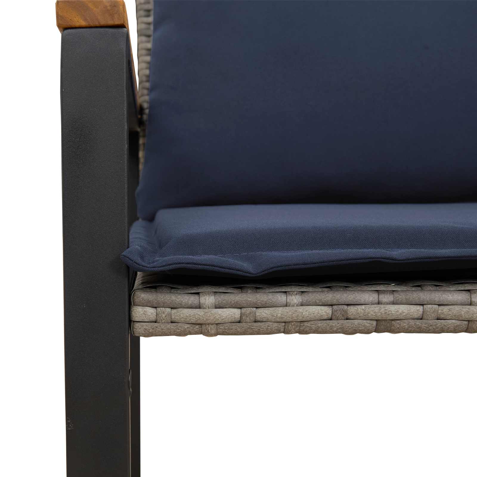 Bank mit Kissen Schwarz und Cremeweiß 115 x 65 x 72 cm Rattan