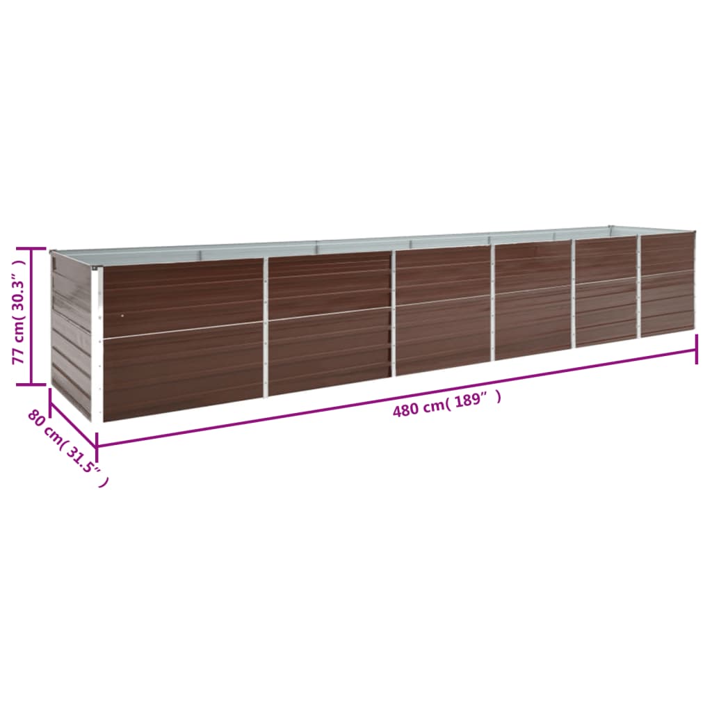 Hochbeet Braun 160 x 80 x 77 cm Verzinkter Stahl