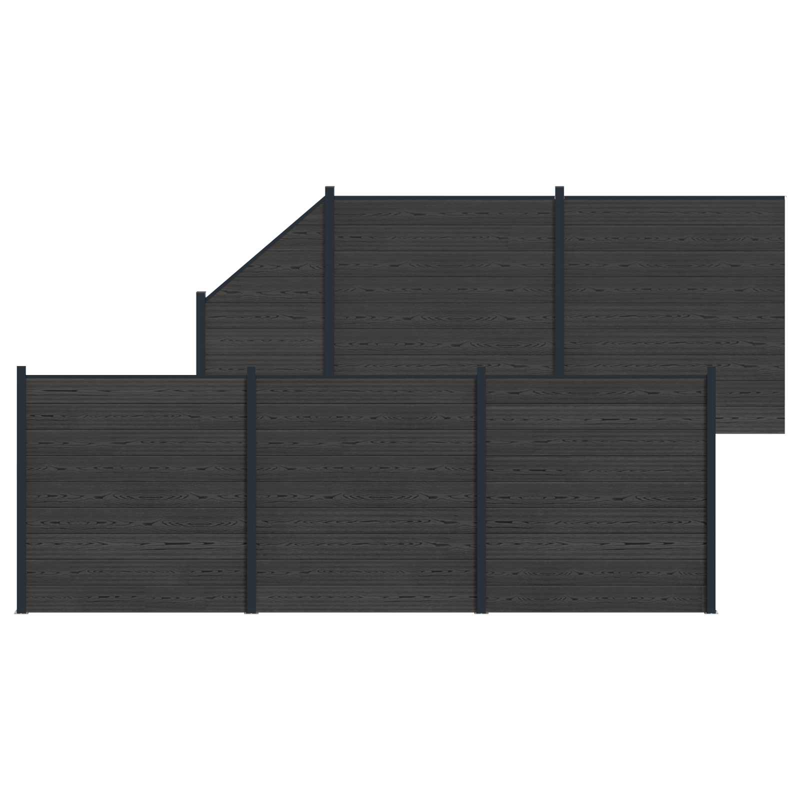 Zaunelement WPC 180x186 cm Schwarz