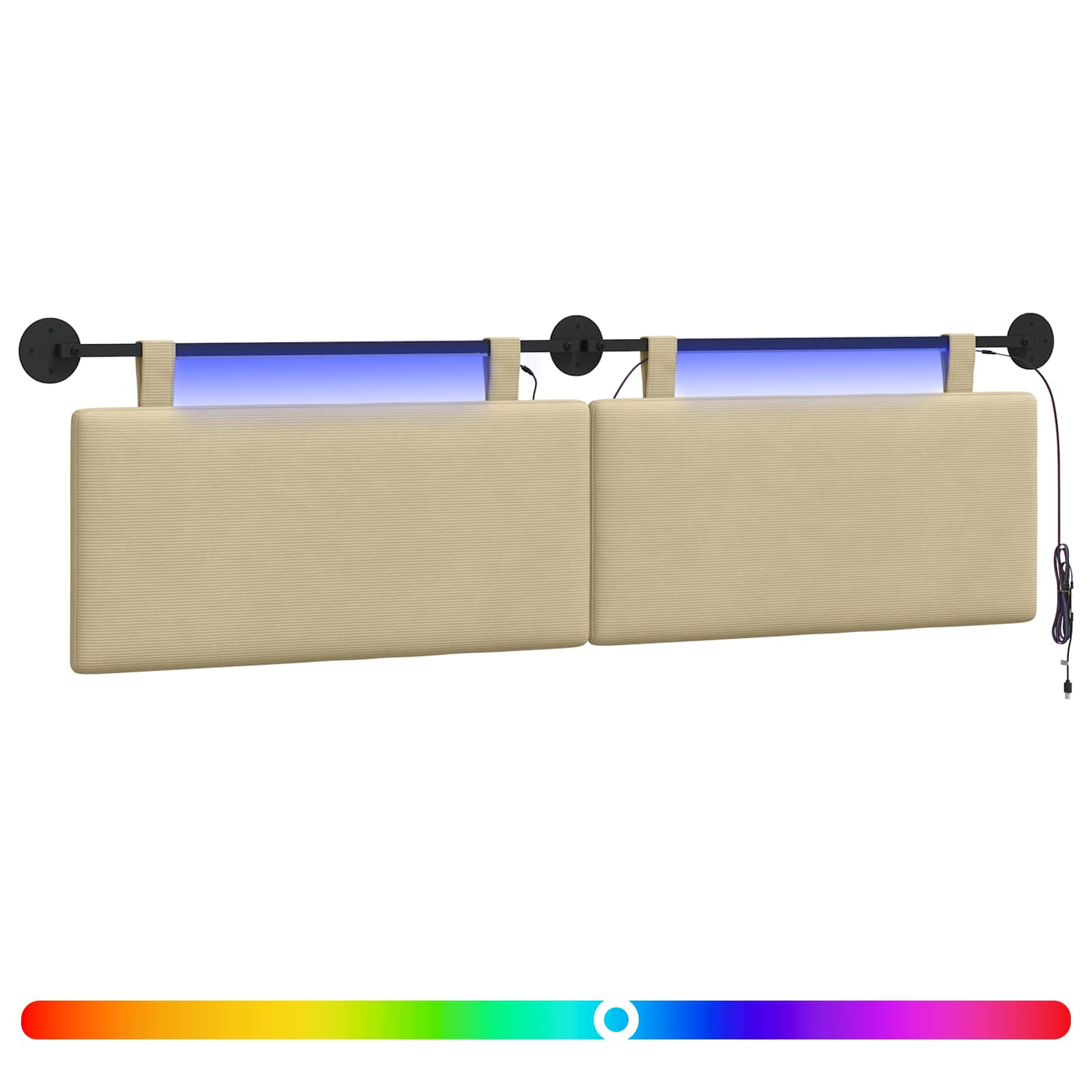 Hängendes Kopfteil Mit LED Licht Hellgrau Cordstoff