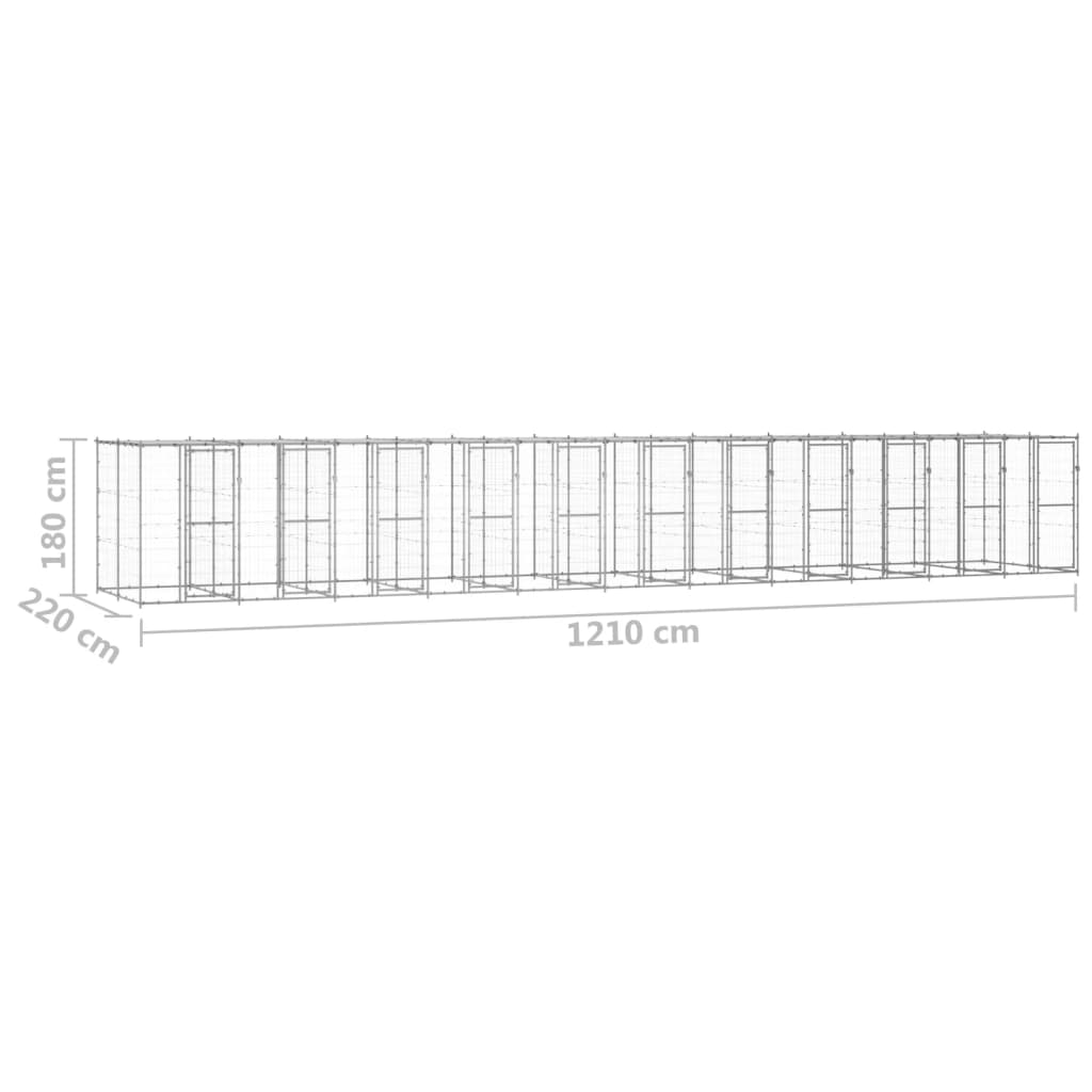 Outdoor-Hundezwinger Stahl mit Überdachung 110x220x180 cm