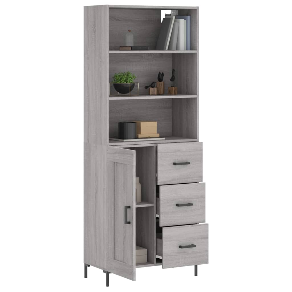 Highboard Hochglanz-Weiß 69,5x34x180 cm Holzwerkstoff