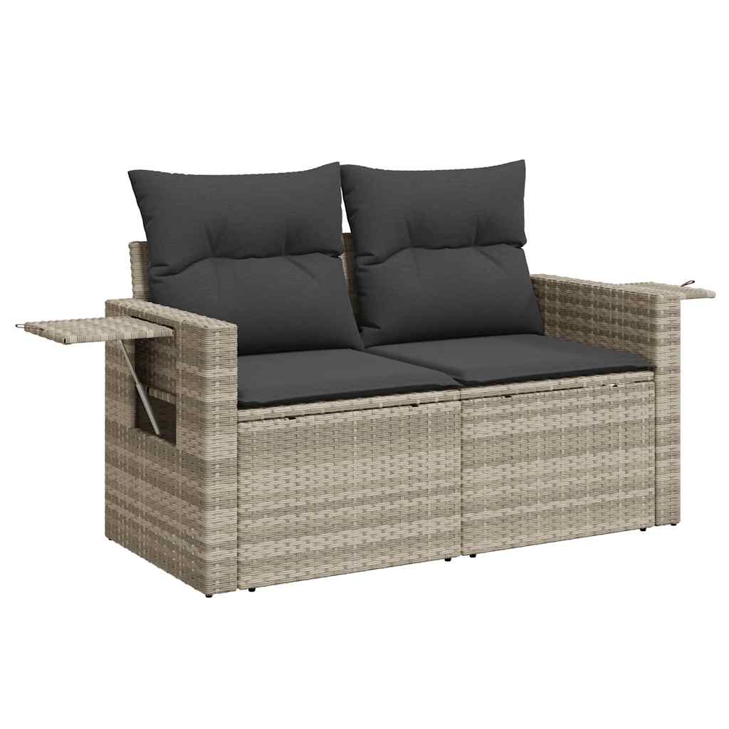 10-tlg. Garten-Sofagarnitur mit Kissen Schwarz Poly Rattan
