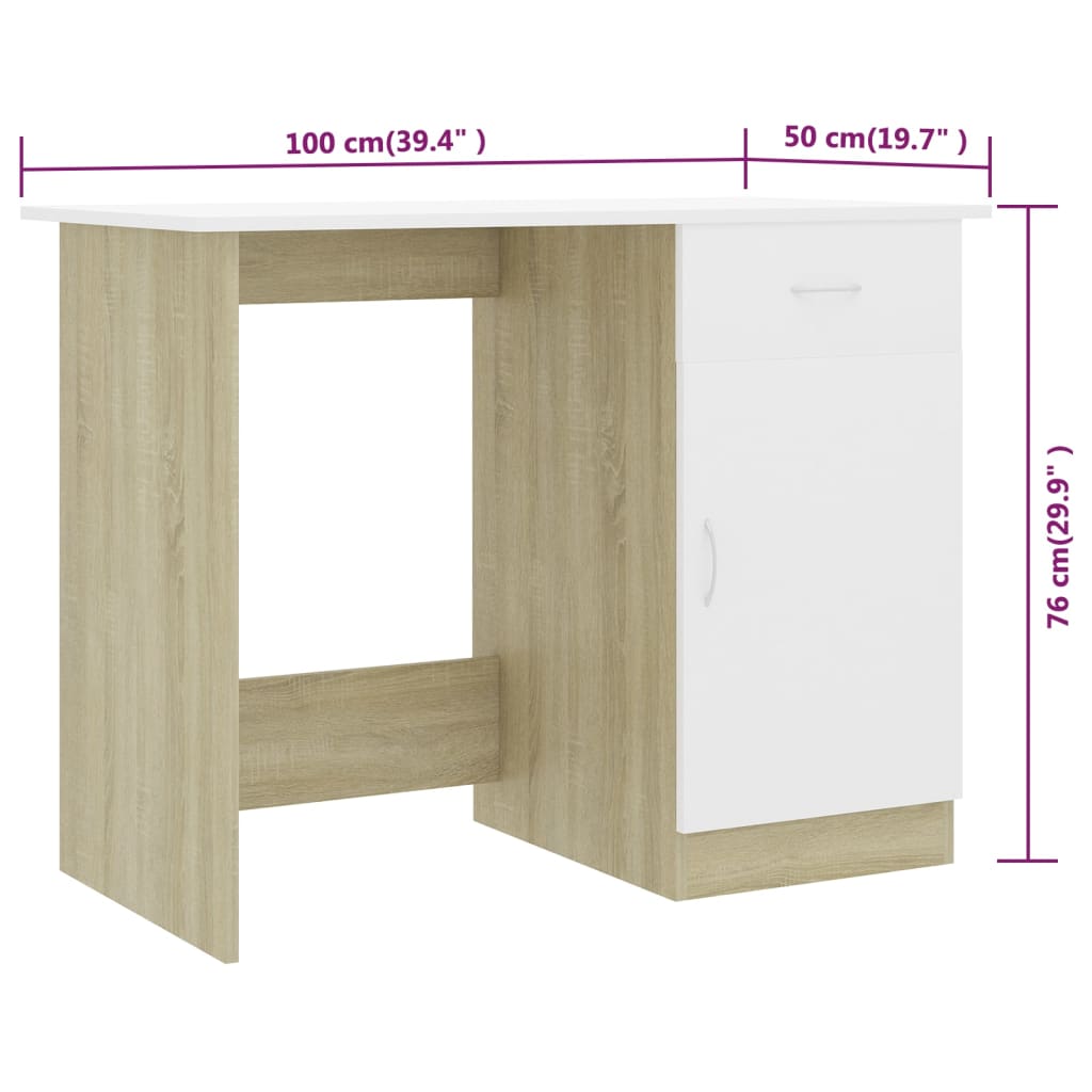 Schreibtisch Weiß 100×50×76 cm Holzwerkstoff