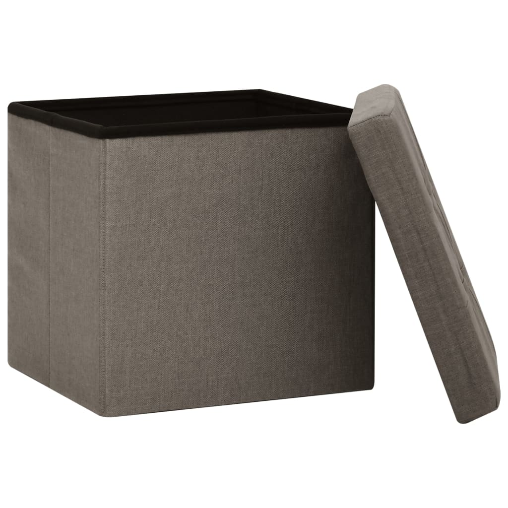 Hocker mit Stauraum Cremeweiß Leinenoptik