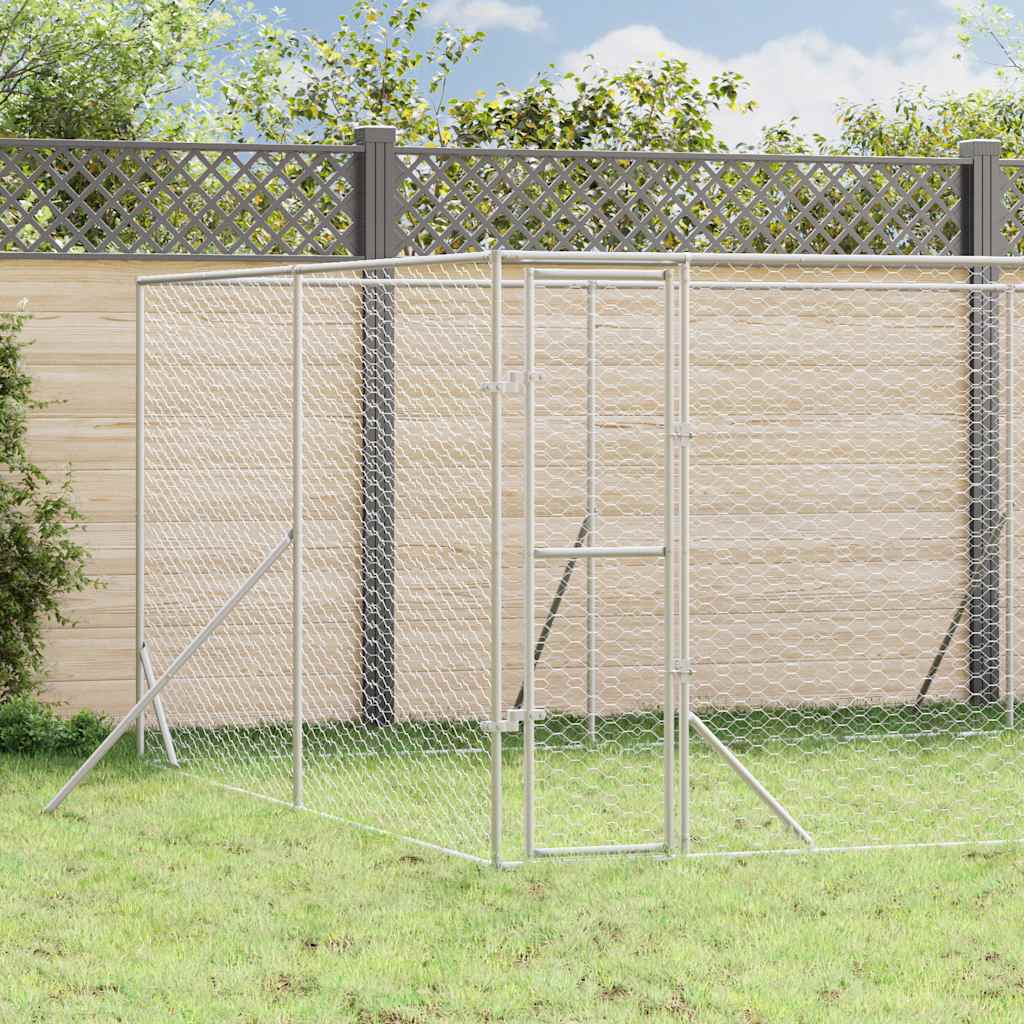 Outdoor-Hundezwinger Silbern 2x2x2 m Verzinkter Stahl