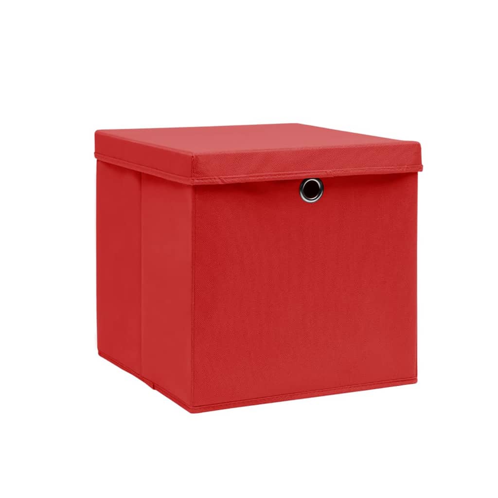 Aufbewahrungsboxen mit Deckeln 10 Stk. 28x28x28 cm Schwarz