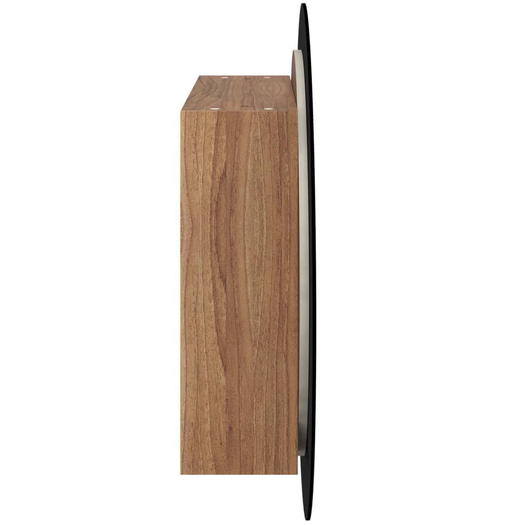 Badezimmerschrank mit Rundem Spiegel & LED Weiß 40x40x17,5 cm