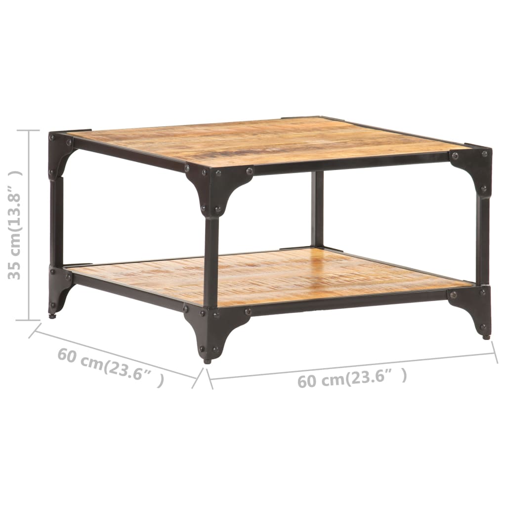 Couchtisch 40x40x36 cm Raues Mango-Massivholz