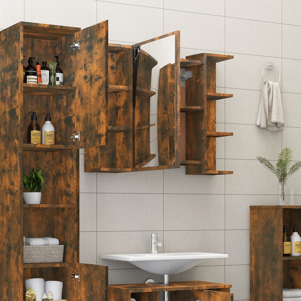 Bad-Spiegelschrank Weiß 80x20,5x64 cm Holzwerkstoff