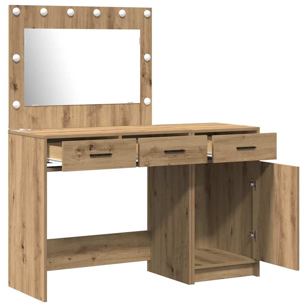 Schminktisch mit Spiegelbeleuchtung 2 pcs Weiß Holzwerkstoff