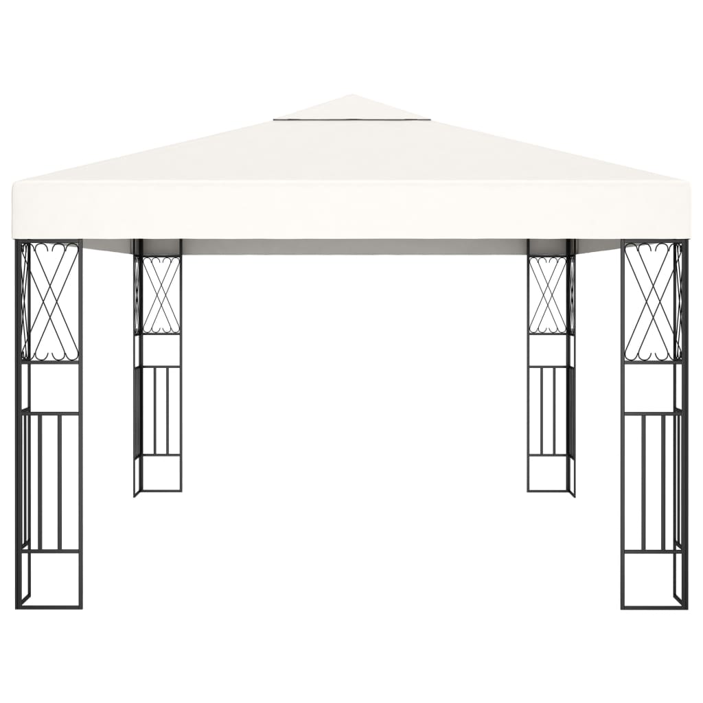 Pavillon mit LED-Lichterkette 3x3 m Creme Stoff
