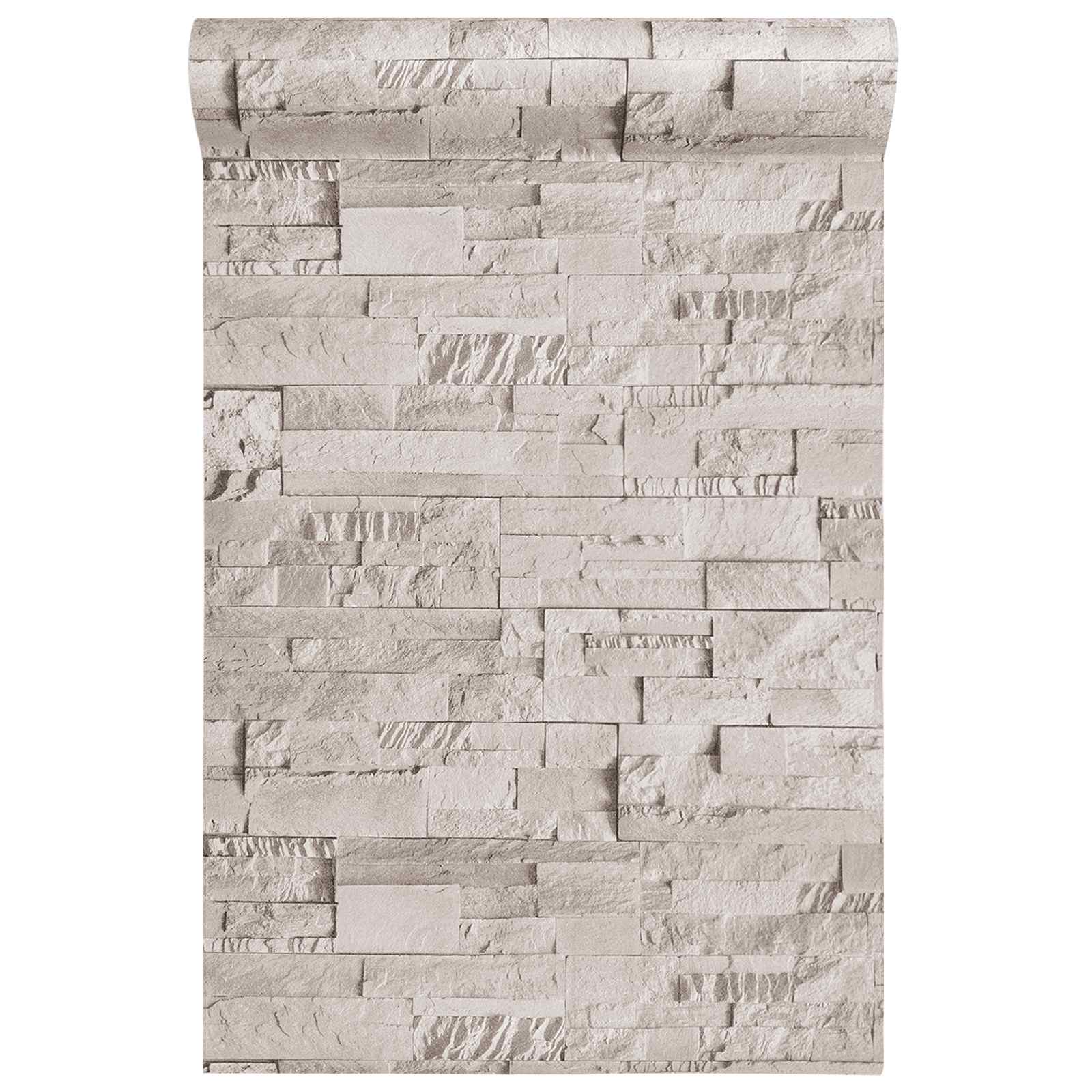 3D Stein Tapete Beige 10 x 0,53 m Vliesstoff
