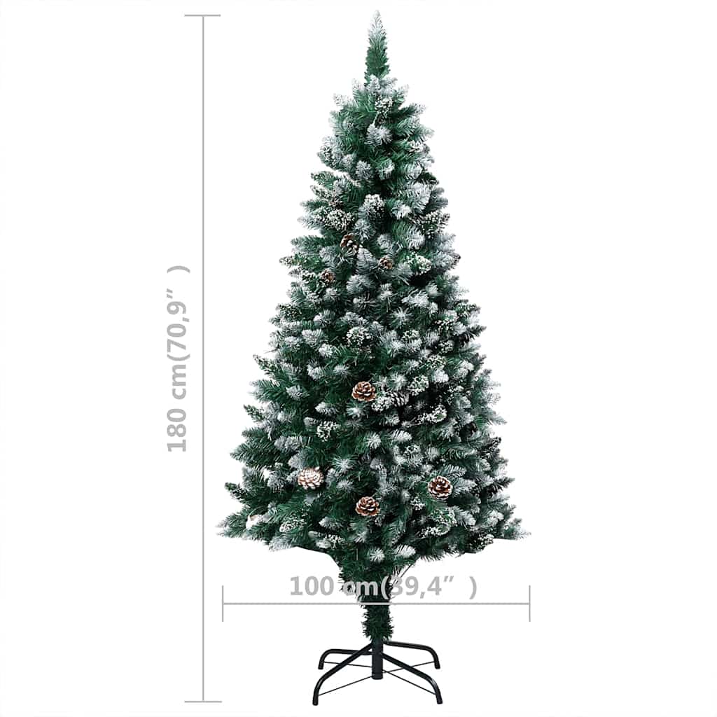 Künstlicher Weihnachtsbaum mit LEDs Kugeln Zapfen 150 cm