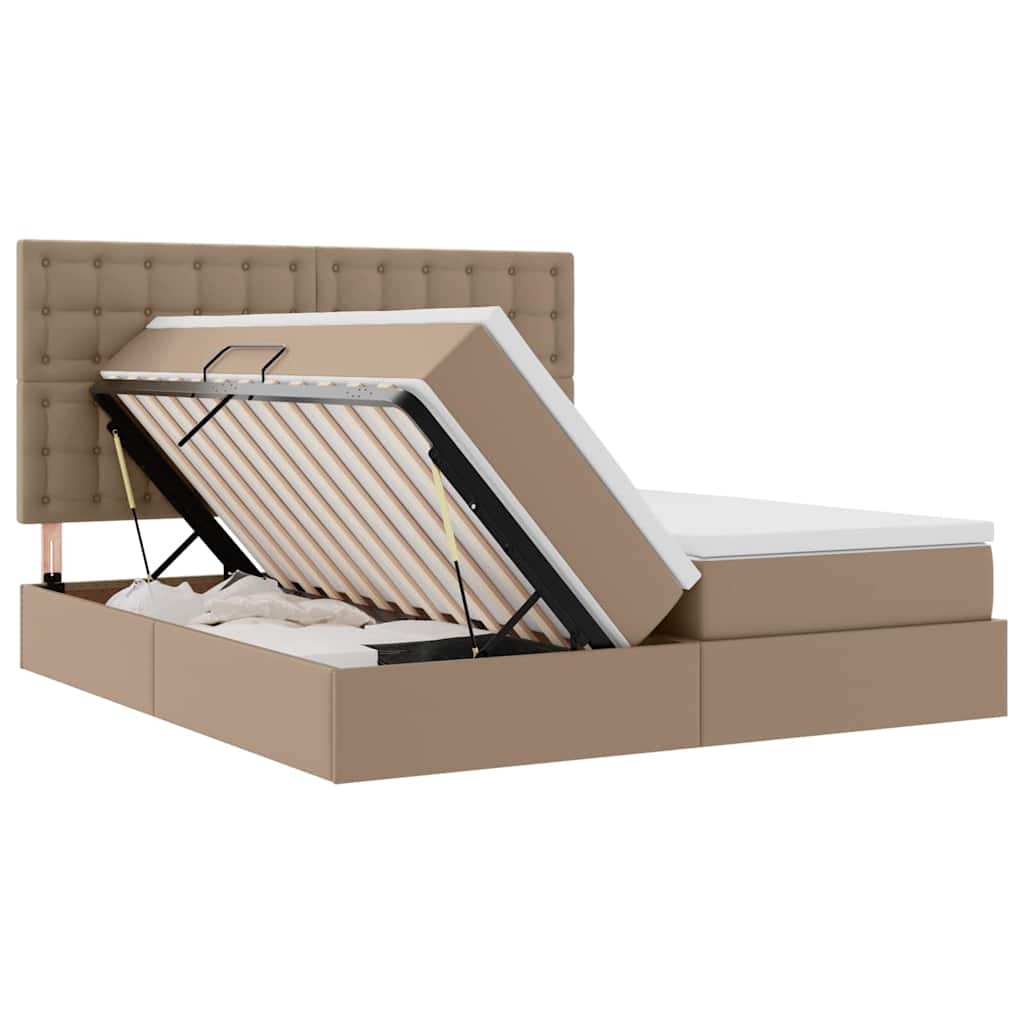 Bett mit Stauraum und LED Schwarz 180 x 200 cm Kunstleder