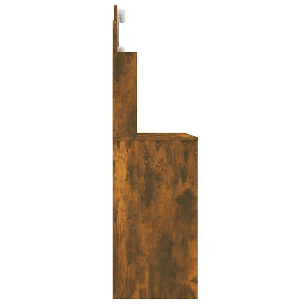 Schminktisch mit LED Betongrau 96x40x142 cm