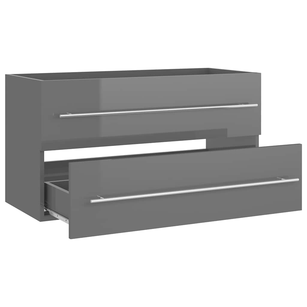 2-tlg. Badmöbel-Set Grau Holzwerkstoff